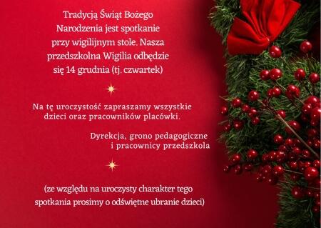 WIGILIA PRZEDSZKOLNA